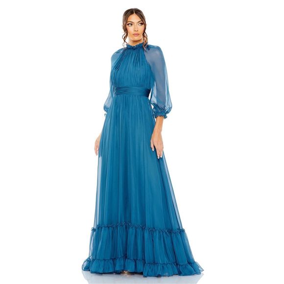 Mac Duggal Blue Maxi Dress - Picture 1 of 12